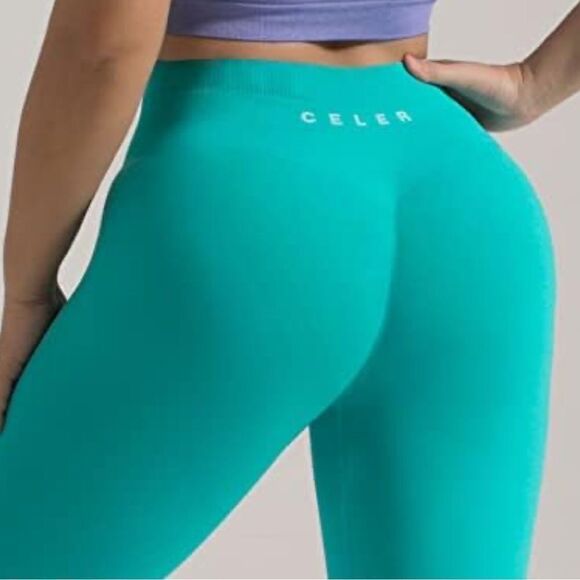CELER Women Tummy Control Chemistry Seamless Scrunch ButtGym HW Yoga Pants S Nwt - Picture 2 of 6